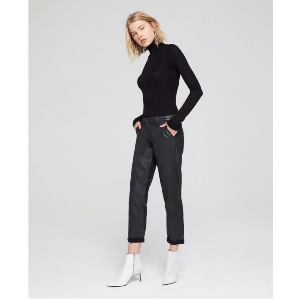 AG The Caden Coated Leatherette Trousers Black 28R Relaxed Taper